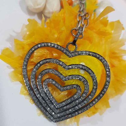 Glorious Fancy Designer Layers Of Joined Hearts Pendant, Stylish Heart Necklace, Gift For Her