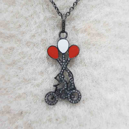 Stunning Couple On Cycle Designer Pave Pendant, Anniversary Gift, Gift For Lovers