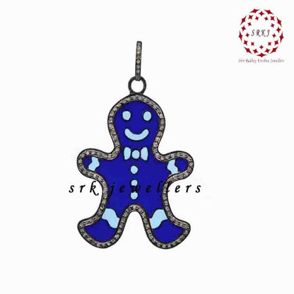 Stunning Blue And White Enamel Teddy Bear Pendant, Teddy Necklace, gift For Her, Birthday Gift