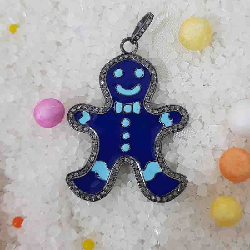 Stunning Blue And White Enamel Teddy Bear Pendant, Teddy Necklace, gift For Her, Birthday Gift