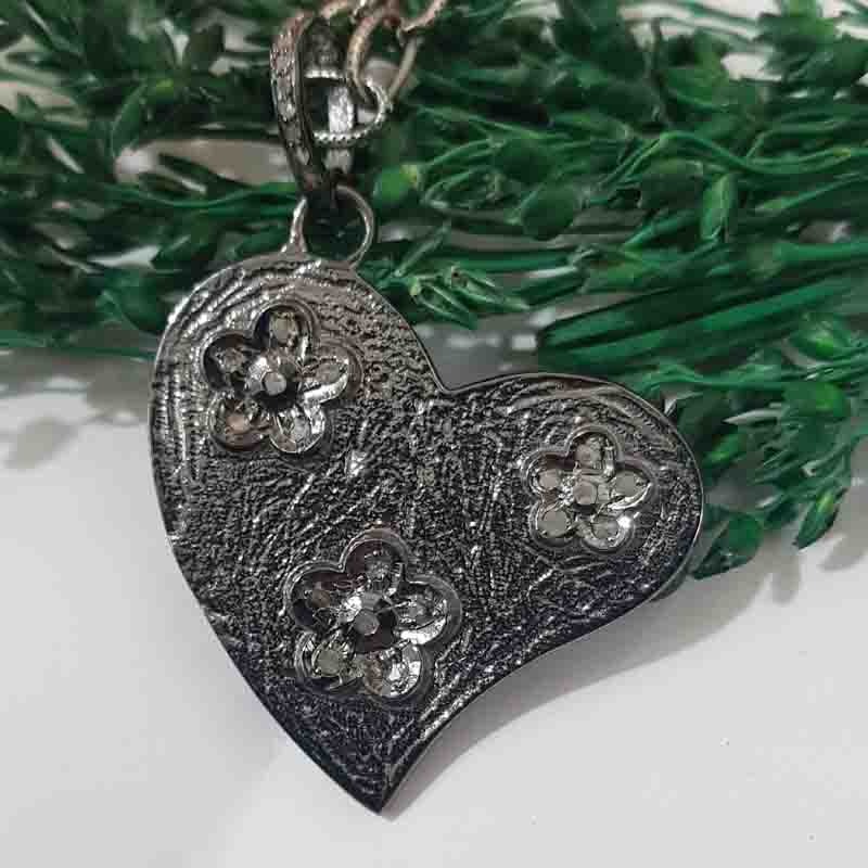 Heart With Small Flower Designer pendant, Cutest Flower With Big Heart Necklace, Silver Jewelry