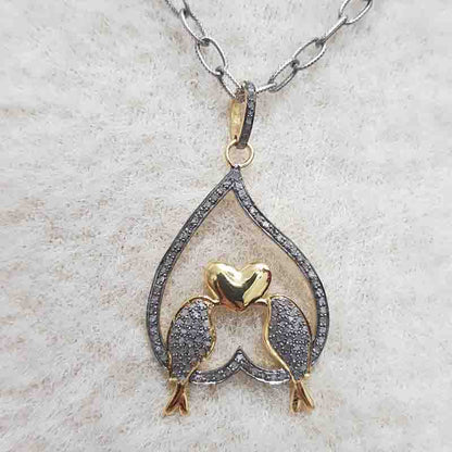 Beautifully Designed Love Bird Pendant, Gift For Lovers, Valentine's Day Gift, Silver Jewelry