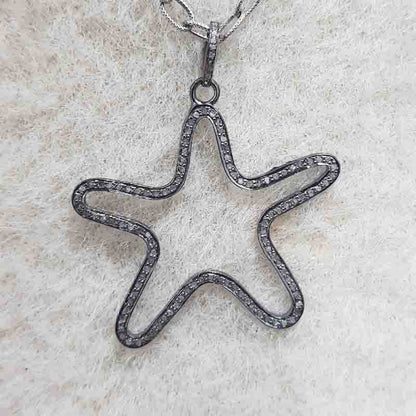 Unique Star Pendant With Pave Diamond Layers, Stylish necklace, Gift For Someone