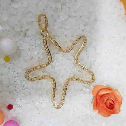 Unique Star Pendant With Pave Diamond Layers, Stylish necklace, Gift For Someone