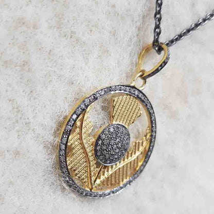 Round Designer Natural Pave Diamond Fancy Pendant, Fancy Round Necklace, Gift For Lovers