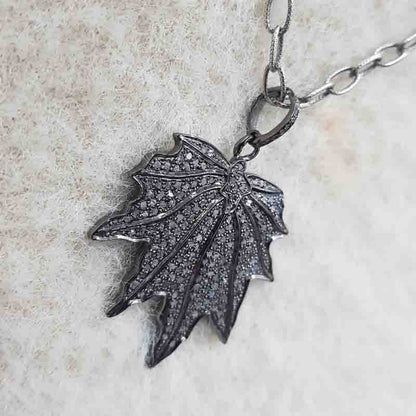 Stunning Leaf Pendent With Fully Pave Diamond Pendant, Leaf Style necklace, Gift For Sister, Silver Jewelry