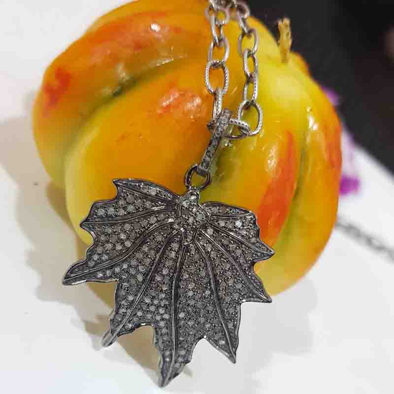 Stunning Leaf Pendent With Fully Pave Diamond Pendant, Leaf Style necklace, Gift For Sister, Silver Jewelry