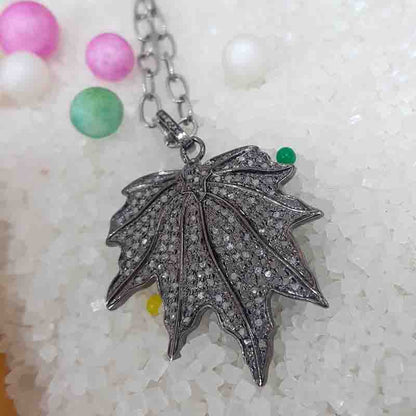 Stunning Leaf Pendent With Fully Pave Diamond Pendant, Leaf Style necklace, Gift For Sister, Silver Jewelry