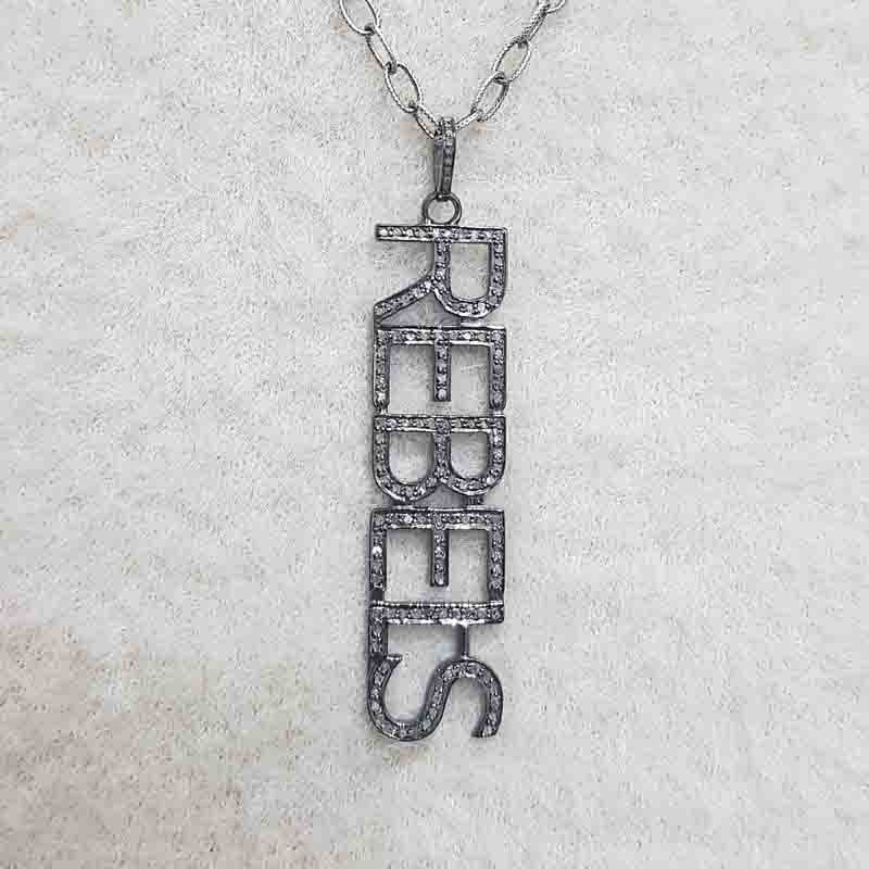 Rebels Pendant With Pave Diamond Layers, Silver Jewelry, Gift For Someone