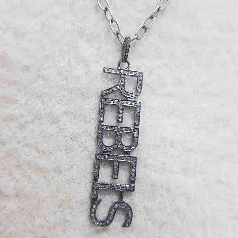 Rebels Pendant With Pave Diamond Layers, Silver Jewelry, Gift For Someone