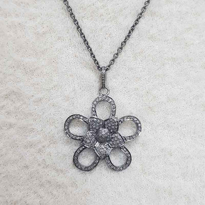 Good Looking Handmade Designer Flower Pendant, Stunning Flower Necklace, Silver Jewelry