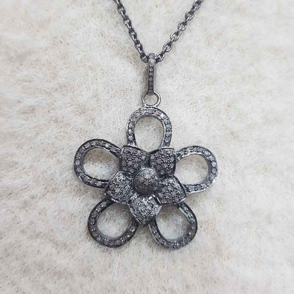 Good Looking Handmade Designer Flower Pendant, Stunning Flower Necklace, Silver Jewelry