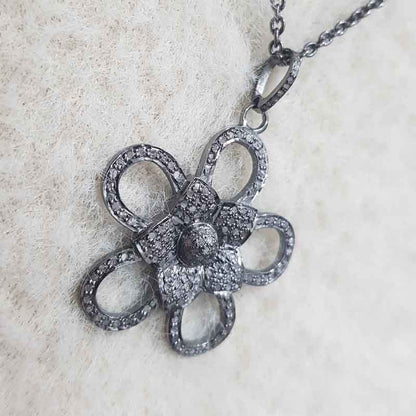 Good Looking Handmade Designer Flower Pendant, Stunning Flower Necklace, Silver Jewelry