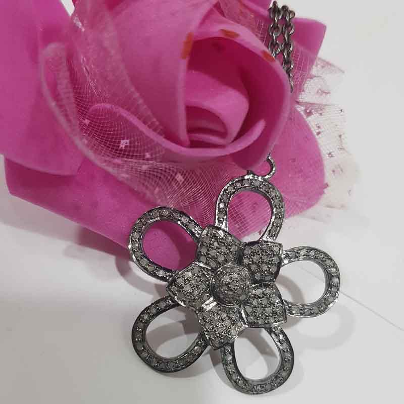 Good Looking Handmade Designer Flower Pendant, Stunning Flower Necklace, Silver Jewelry