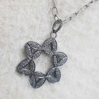 Beautifully Designed Pave Diamond Flower Pendant, Gift For Someone, Silver Jewelry