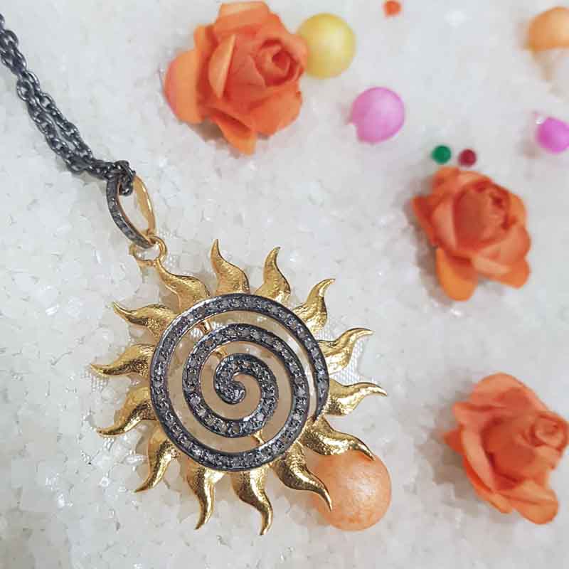 Glorious Handmade Designer Sunburst Pendant With Pave Diamond Layers, Gift For Someone