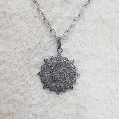 Beautifully Designed Round Star Pendent With pave Diamond pendant, Classic Design necklace, Gift For Mom