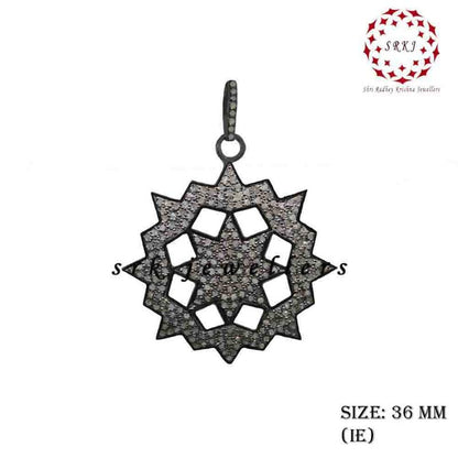 Beautifully Designed Round Star Pendent With pave Diamond pendant, Classic Design necklace, Gift For Mom