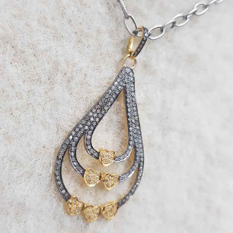 Unique Fancy Stylish Pendant With Pave Diamond, Handmade Jewelry, Silver Pendant, Gift For Someone