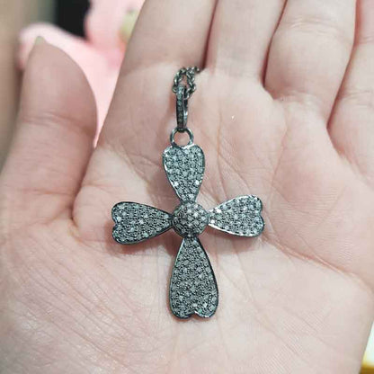 Pave Diamond Cross Design Pendent, Christmas Day Gift, Christen Symbol Necklace