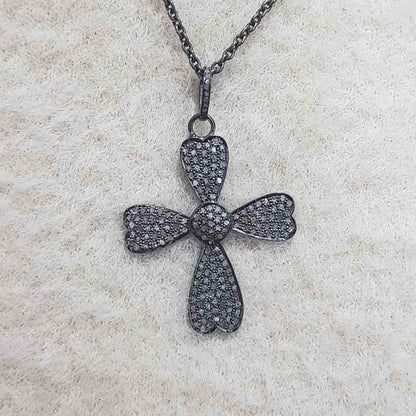 Pave Diamond Cross Design Pendent, Christmas Day Gift, Christen Symbol Necklace