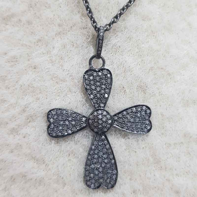 Pave Diamond Cross Design Pendent, Christmas Day Gift, Christen Symbol Necklace