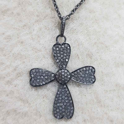 Pave Diamond Cross Design Pendent, Christmas Day Gift, Christen Symbol Necklace