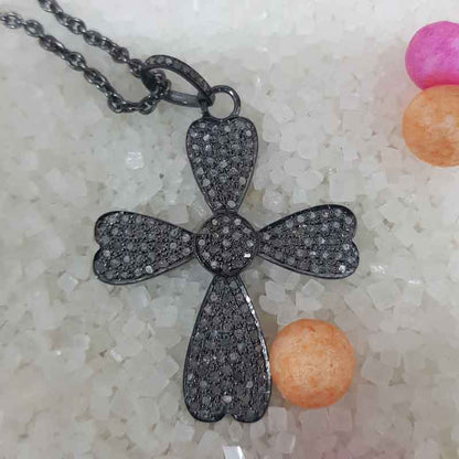 Pave Diamond Cross Design Pendent, Christmas Day Gift, Christen Symbol Necklace