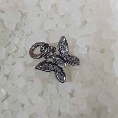 Graceful Pave Diamond Handmade Designer Butterfly Charm, Silver Jewelry