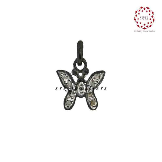 Graceful Pave Diamond Handmade Designer Butterfly Charm, Silver Jewelry