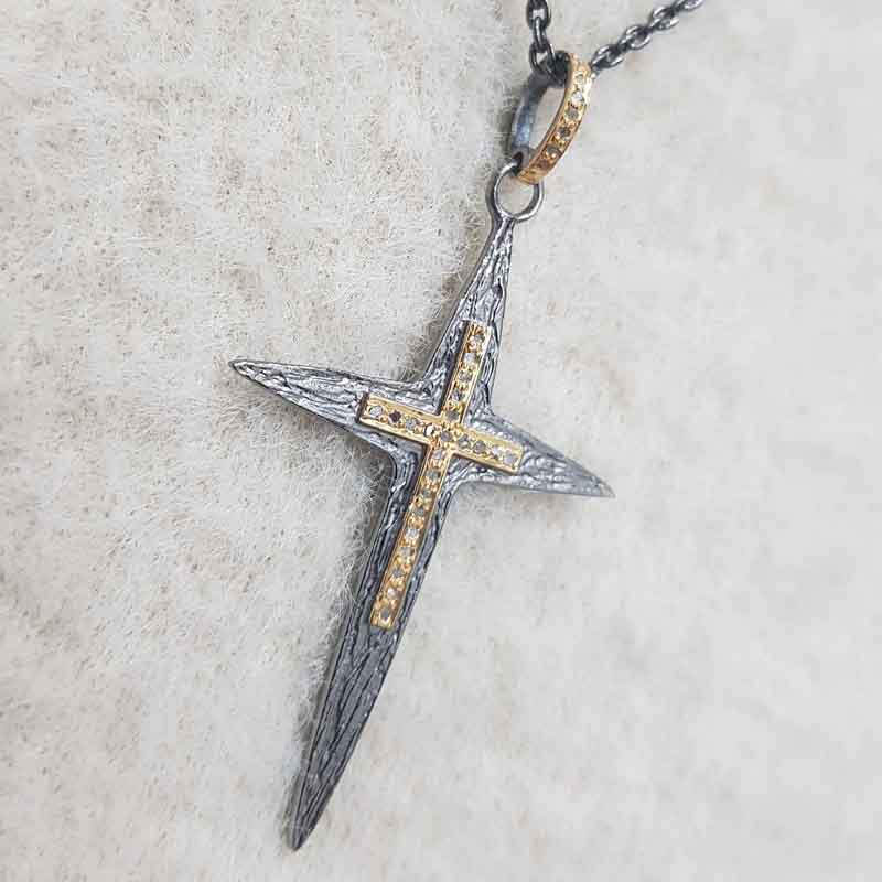 Stylish Cross Pendent With pave Diamond layers, Christmas Gift, Gift For Lovers