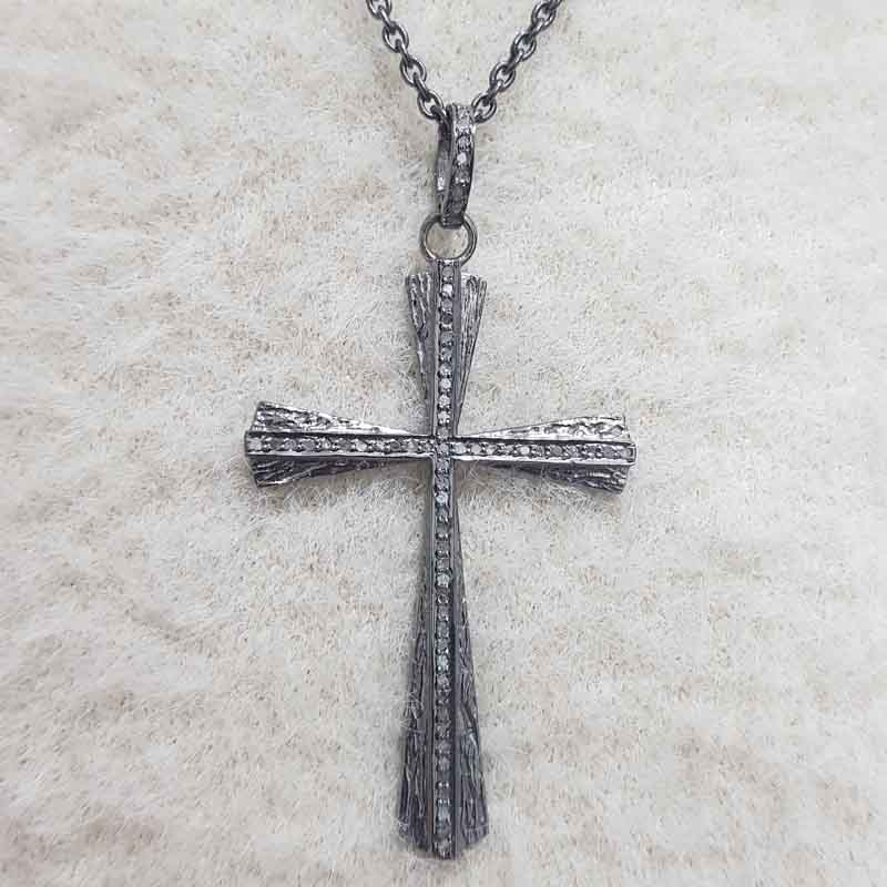 Beautifully Designed Cross Pendant 925 Sterling Silver Pave Diamond, Unique Design Cross necklace, Silver Jewelry