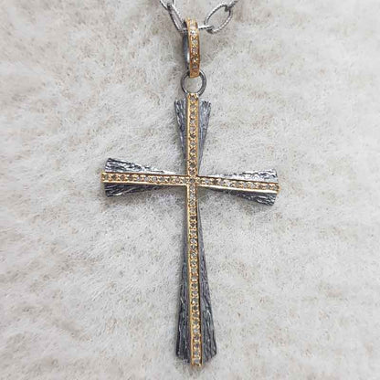 Beautifully Designed Cross Pendant 925 Sterling Silver Pave Diamond, Unique Design Cross necklace, Silver Jewelry