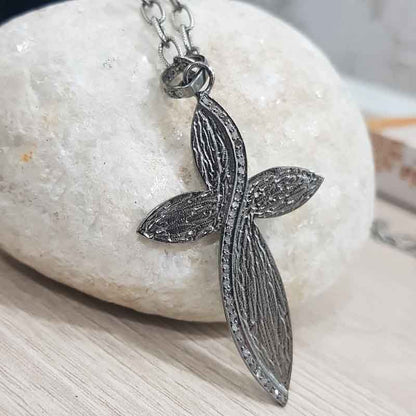 Unique Leaf design Cross Pendant Handmade Designer Pave Diamond Cross Pendant, Christmas Day Gift