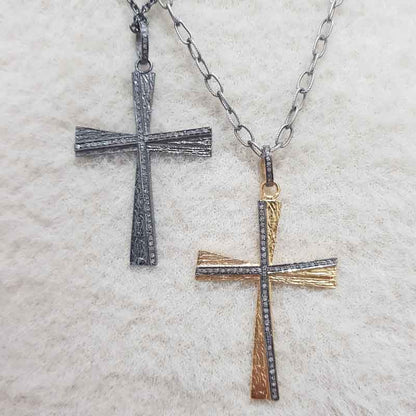 Stunning Fancy Designer Pave Diamond Cross Pendant, Christmas Gift, Silver Jewelry