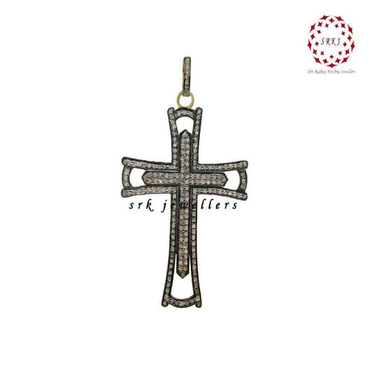 Precious Designer 925 Sterling Silver Cross Pendant, Fancy Style Cross Necklace, Gift For Lover