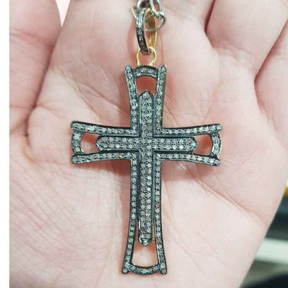 Precious Designer 925 Sterling Silver Cross Pendant, Fancy Style Cross Necklace, Gift For Lover