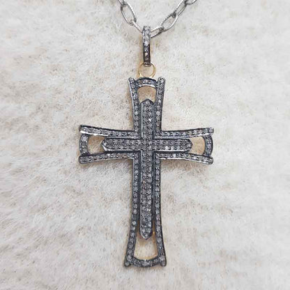 Precious Designer 925 Sterling Silver Cross Pendant, Fancy Style Cross Necklace, Gift For Lover