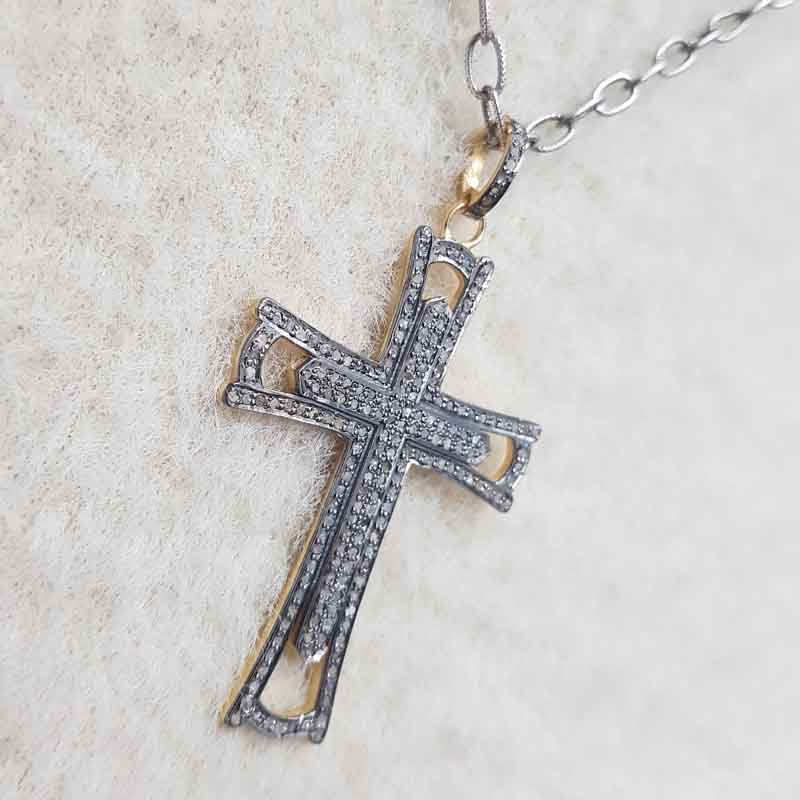 Precious Designer 925 Sterling Silver Cross Pendant, Fancy Style Cross Necklace, Gift For Lover