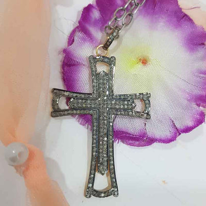 Precious Designer 925 Sterling Silver Cross Pendant, Fancy Style Cross Necklace, Gift For Lover