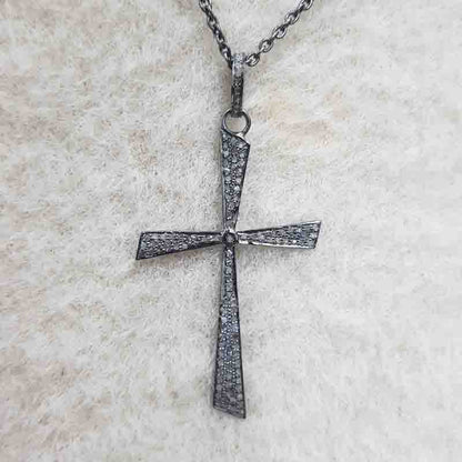 Cross Designer Pave Diamond Pendant, Fancy Type Cross Necklace, Gift For Someone