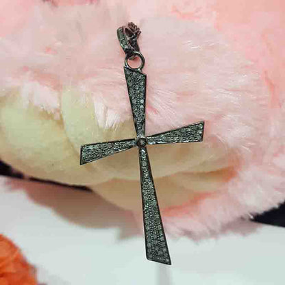 Cross Designer Pave Diamond Pendant, Fancy Type Cross Necklace, Gift For Someone