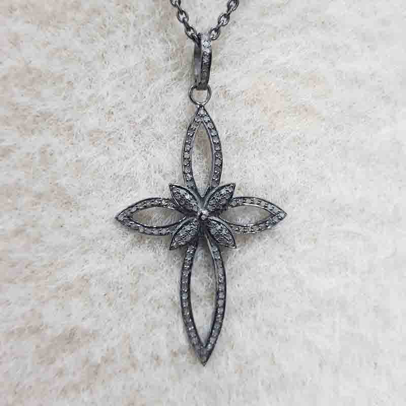 Charming Cross Style Pendant With Pave Layers, Beautiful Cross Necklace, Gift For Her, Him Silver Jewelry