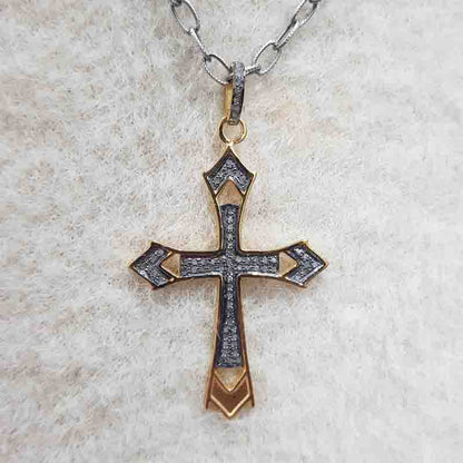 Cross Designer 925 Sterling Silver Pave Diamond Pendant, Unique Cross necklace, Silver Jewelry