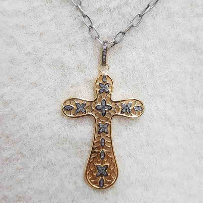 Glamorous Pave Diamond Cross Designed Pendant, Shiny Cross Necklace, Gift For Someone, Christmas Day Gift