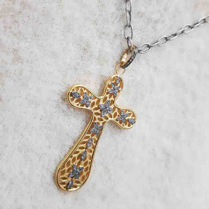 Glamorous Pave Diamond Cross Designed Pendant, Shiny Cross Necklace, Gift For Someone, Christmas Day Gift