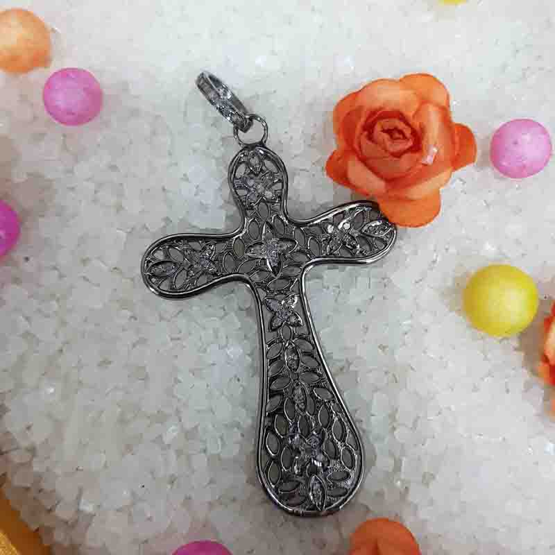 Glamorous Pave Diamond Cross Designed Pendant, Shiny Cross Necklace, Gift For Someone, Christmas Day Gift