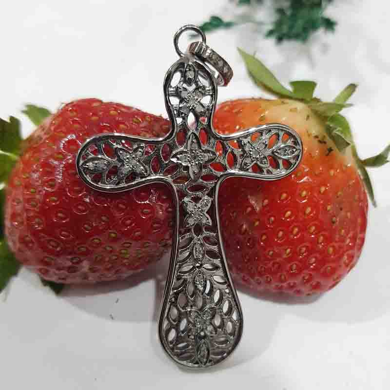 Glamorous Pave Diamond Cross Designed Pendant, Shiny Cross Necklace, Gift For Someone, Christmas Day Gift