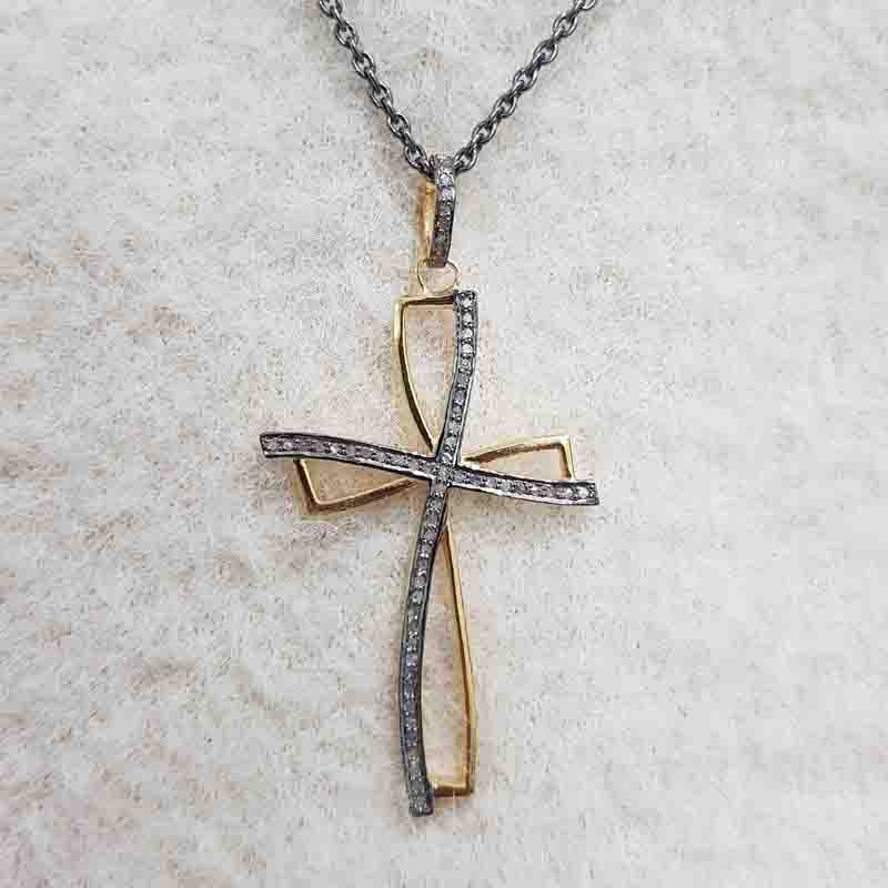 Precious Cross Designer 925 Sterling Silver Pave Diamond Pendant, Gift For Favorite One, Gift For Lovers