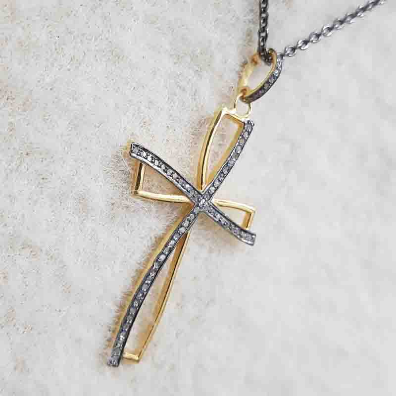 Precious Cross Designer 925 Sterling Silver Pave Diamond Pendant, Gift For Favorite One, Gift For Lovers